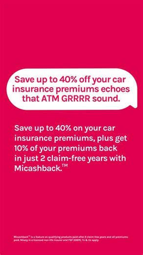 Save up to 40% on your car insurance premiums, plus get 10% of your premiums back in just 2 claim-free years with Micashback.™ | Miway