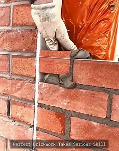 Incredible Precision! Perfect Red Brick Laying by a Skilled Mason 🧱🔥