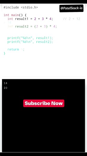 2 + 3 * 4 = ? Can you guess the output? 🤔 #shorts #PatelStack-io