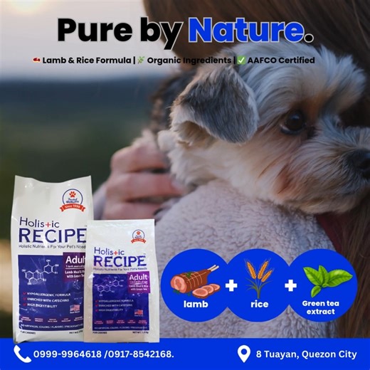 Every bite of Holis ic RECIPE is crafted with clean, organic ingredients—no fillers, no fluff, just real nutrition your dog deserves. From lamb meal to rice and green tea extract, it’s nature’s recipe for wellness. 💚 Let your pup thrive the natural way! #HolisticRecipe #PureByNature #OrganicDogFood #HealthyDogHappyDog #LambAndRiceLove #PetWellnessMatters #NatureKnowsBest | Holistic Recipe Philippines