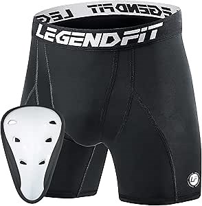 Youth Boys Football Baseball Compression Shorts w/Cup Protector Athletic Sliding Underwear Lacrosse Cricket