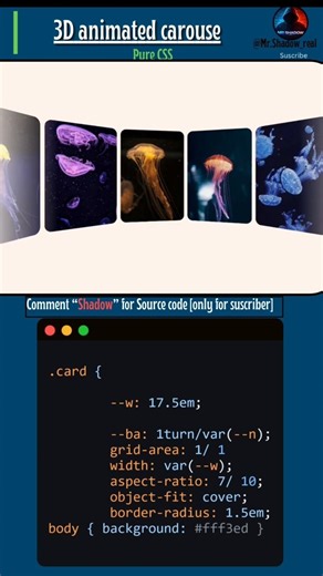 3d animated carous using pure css #coding #webdesign #uidesignlearning