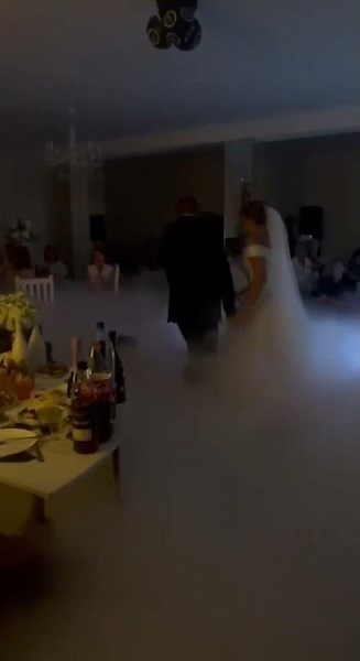 Best man dives into wedding dance fog and falls in Minsk, Belarus