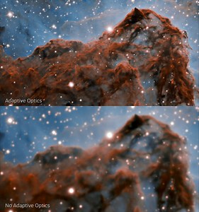 The Carina Nebula. Seen With and Without Adaptive Optics