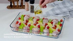 Borosilicate Glass Baking Dish for Oven, Casserole Dish, Heat Resistant Glass Ovenware, 16 in x 11 in Rectangular Baking Tray, 2 inches Height and 4-Quart Capacity Glass Cookware