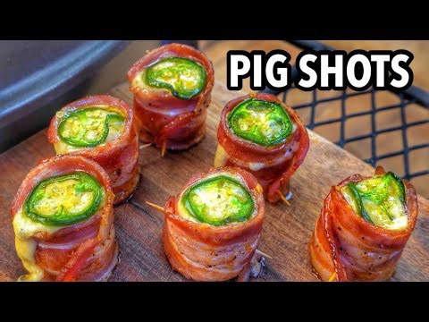 Bacon-Wrapped Pig Shots on the Smoker