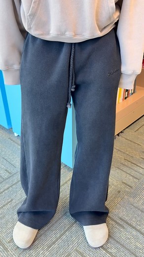 Heavyweight thermal cotton sweatpants sign up for sms to gain early access additional 10% off giveaway in pinned post Composition: 100% Combed Thermal Cotton 430 GSM Signature Solace Logo Embroidery Rope Drawstrings Stone Washed Baggy Wide-Leg Fit | Solace Offline