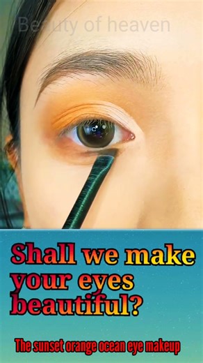 Warm Orange to Ocean Blue Eye Makeup That Actually Blends #makeuptutorial #glam #shorts