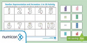 Numicon Shape Representation and Formation 1 to 10 Worksheet