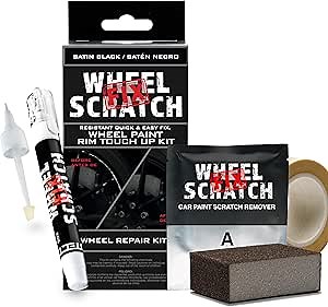 Wheel Scratch Fix® Matte Black Touch Up Paint for Cars - DIY Alloy Wheel Repair Kit, Curb Rash Remover with Fast-Drying Pen - Long-Lasting OEM Finish Car Rim Paint for Scuffs and Chips at Home (Satin/Matte Black)