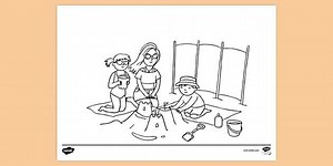 Beach Scene Colouring Page