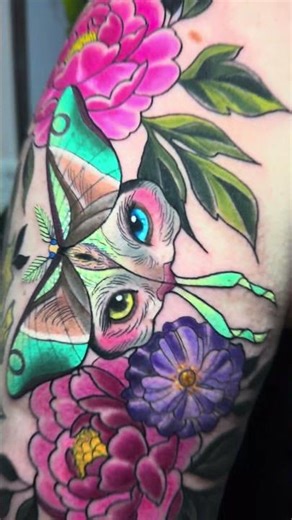 Kitty moth tattoo for a whimsical mama ✨ #tattooartist #tattooinspo #tattooideas #whimsicaltattoo
