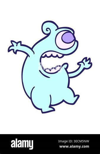 bobbing motion animation of hand drawn doodle style cartoon green alien Stock Video Footage - Alamy