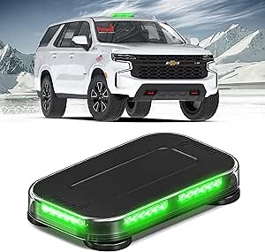 Feniex Fusion 14" Mini Lightbar | Green | Magnet Mount, Cig Plug, 2-Mode | 36 LEDs, Super Bright 3 Watt LEDs, SAE Class 1 | Emergency Warning Lights