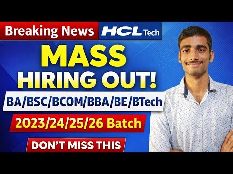 HCL Tech Mass Hiring 2026 🔥 Freshers Eligible | Apply Now!