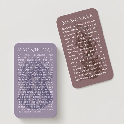 Magnificat & Memorare Catholic Prayer Card Set: Mary Holy Card Confirmation Gift - Etsy