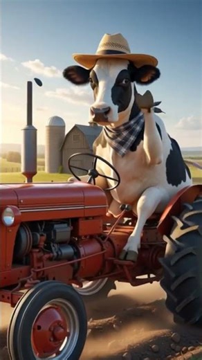cow riding tractor cartoon #funny #animation #cute #cartoon #cartoonvideo