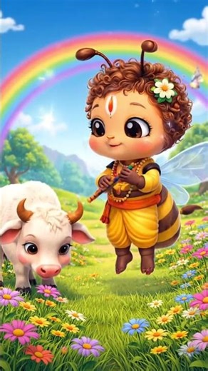 Gaiya Meri Gaiya 🐄💛 Cute Bee & Cow Dance | Kids Bhajan #GaiyaMeriGaiya#KidsBhajan#BhaktiShorts