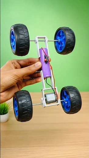 DIY Mini Electric Car Using DC Motor & Battery ⚡ Amazing Homemade Project #Shorts