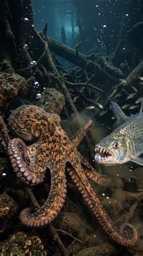 Giant Octopus vs Goliath Tigerfish | Ultimate River Predator Showdown! 🌊