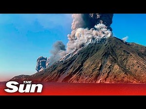 Moment Stromboli volcano erupts in Italy