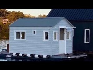 Floating tiny house construction houseboat design small pontoon boat with build photos