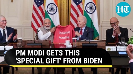 Modi Bursts Into Laughter As Biden Gifts A.I. T-Shirt To Celebrate India-America Partnership | Watch