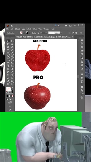 Adobe Illustrator 2026 - Tips for creating a 3D Green Apple like a PRO #short