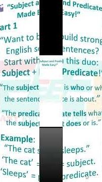 Part 1- 4: #subject and predicate made easy #shortsvideo #englishgrammar