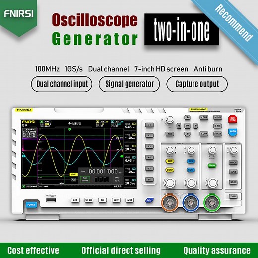 [Hot Item] Fnirsi-1014D Digital Oscilloscope 2 in 1 Dual Channel Input Signal Generator 100MHz* 2 Ana-Log Bandwidth 1gsa/S Sampling Rate
