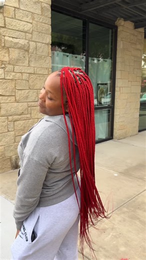 80 reactions | Small past-butt length box braids✨ color: vibrant red  Fully tucked  Wash & blow dry included using Cecred shampoo + conditioner  Dallas Hairstylist | Book your next install now! #dallashair #dallasknotless #dallasboxbraids #dallasbraider #dallashairstylist | Hairbyletaati | Facebook