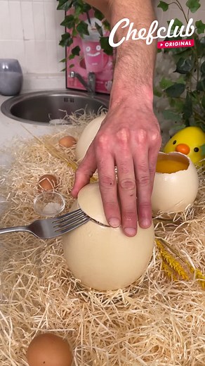 Œuf d'autruche au plat, un plat fleuri ! 🙂 | Chefclub