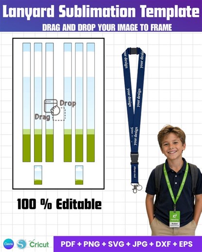Lanyard Template Canva Editable, Sublimation Lanyard Template, ID Badge Lanyard, Custom Lanyard, Printable Lanyard Design, Branding Lanyard - Etsy UK