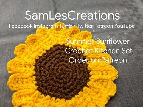 Sunflower Crochet Potholder Tutorial