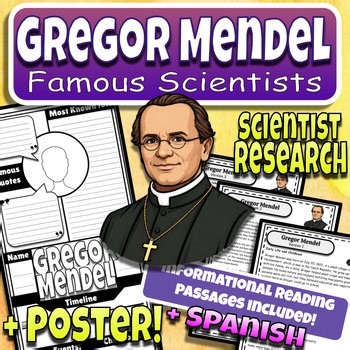 Gregor Mendel Reading Comprehension & Biography Activity | Famous Scientists