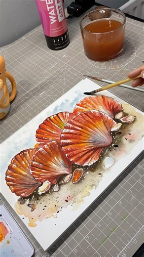 Glowy Seashells in Watercolor 🐚✨🌞 | Quick Coastal Paint!