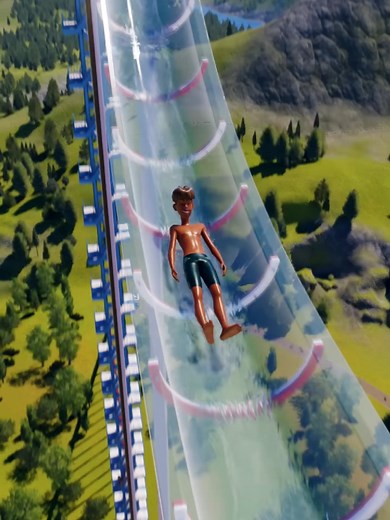 No one warned me about this water slide 😬 planet coaster 2 #waterslide #waterparkfun #planetcoaster
