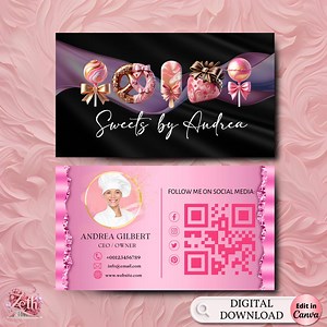 Bakery Cake Treats Business Card Template, DIY Business Card, Editable Printable Business Card Design, Cake Treats Business Card, Canva Edit - Etsy