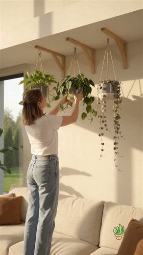 How to Build a Floating Wooden Plant Bracket Setup | Aesthetic Living Room Decor 🪵🪴💡