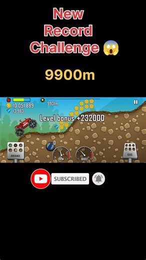Hill climb racing game World record - 9900m | Hill climb New Record Challenge 🔥 | #gaming #gameplay