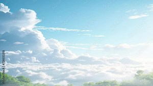 Clouds on the horizon, Beautiful sky from the above looping video animation style