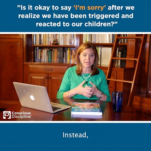 This week's Parent FAQ: "Is it okay to say ‘I’m sorry' after we realize we have been triggered and reacted to our children?” Here's some helpful advice from Master Instructor Jill Molli about what we can say to our children after we've lost our composure and want to repair the relationship. #iHeartCD | Conscious Discipline®