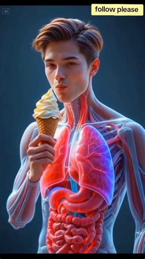 3d ai realistic explanation of what happens inside digestive system when you eat ice#humanbodyfacts