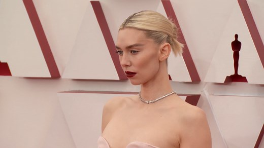 On the red carpet of The Academy 2021 awards, Vanessa Kirby, nominee for Best Actress in a Leading Role for 'Pieces Of A Woman', wore a custom Gucci silk strapless gown designed by Alessandro Michele. | Gucci