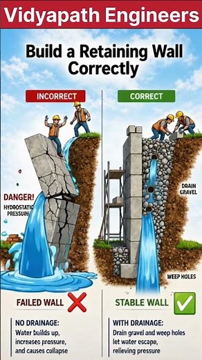 Correct vs Incorrect Retaining Wall #vidyapathengineers