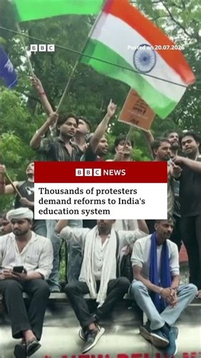 Thousands of protesters demand reforms to India's education system. #India #Delhi #BBCNews