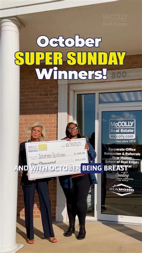 18 reactions | 拾 Congratulations to our October SUPER SUNDAY winners!  #SuperSunday #October . . . . . . . . . #raffle #winners #win #broker #realtors #entrepreneur #homebuying #luxurylifestyle #homes #newlisting #homebuyers #properties #openhouse #realestatetips #remax #investmentproperty #luxuryliving #construction #homedecor #buyersagent #charityevent | McCOLLY Real Estate | Facebook