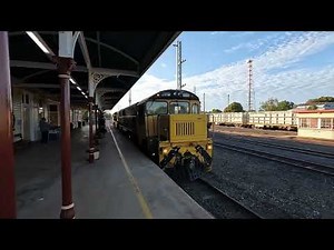 Spirit of the Outback train arriving and leaving Emerald, Central Queensland