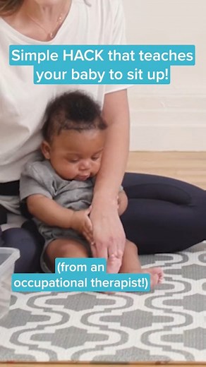 Baby seats won’t teach your 👶 how to sit but this hack from an occupational therapist will! Check out https://courses.babycenter.com/ for more fun (and inexpensive!) ways to help your baby hit their milestones. | BabyCenter