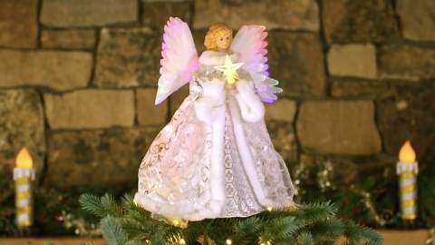 Mr. Christmas 12 in. Fiber-Optic Animated Tree Topper - White Angel